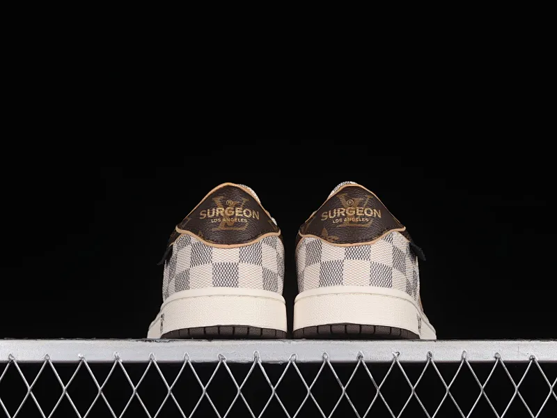 All categories Air Jordan Jordan series basketball shoes Air Jordan 1 Low gift box version Donkey brand x Air Jordan 1 Low OG Custom "Damier Azur/Brown/LV Monogram" AJ1 Joe 1 joint model classic low-top cultural versatile casual sports basketball shoes